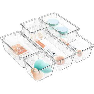 Clear Acrylic Drawer Organizer Set 6 Pack Makeup Jewelry Office Storage Bins